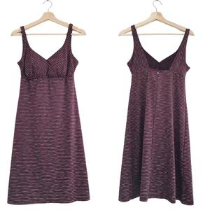 Prana Ivy Dress Medium Plum Striped Athletic Dress Sleeveless workout dress mini